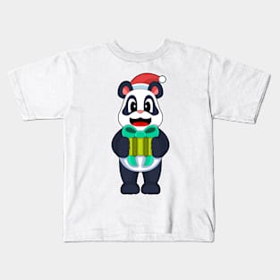 Panda Christmas Santa hat Kids T-Shirt